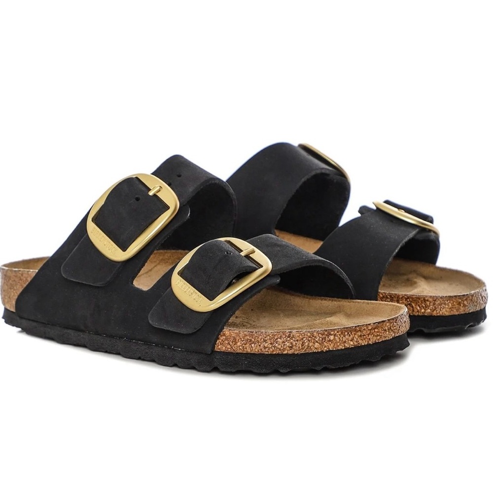 BIRKENSTOCK- Arizona Big Buckle Nubuck Leather - Black